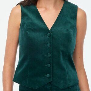 J. CREW Velvet button-front vest (NEW) Forest Green